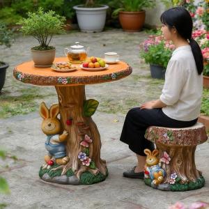ガーデンテーブル森うさぎ5点セット屋外テーブル...の詳細画像3