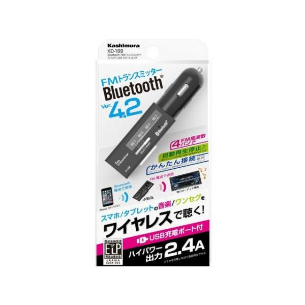 正規品／カシムラ Bluetooth FMトランスミッター 4バンド USB1ポート 2.4A メー...