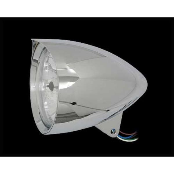 ネオファクトリー 汎用 5-3/4in シャープバイザー付きバレットヘッドライト クローム メーカー...