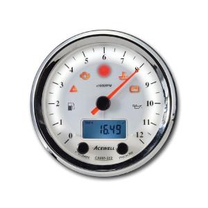 エースウェル　メーター　CA085-552W（ホワイト） ACEWELL CA085-552-W 多機能デジタルメーター 12000RPM（ホワイト