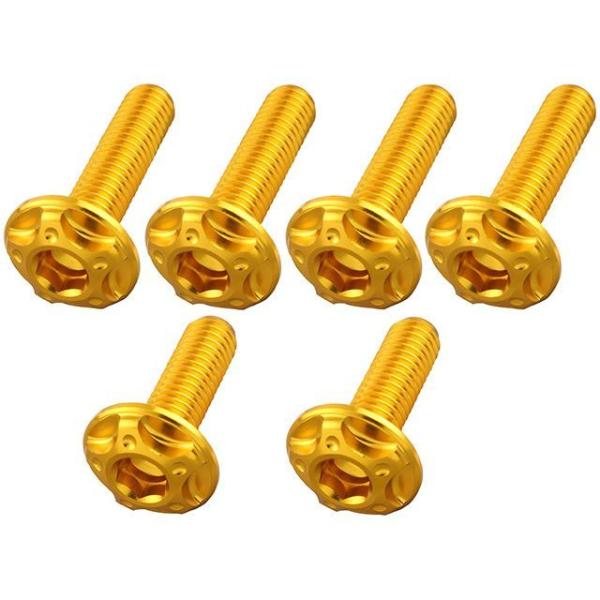 ポッシュフェイス ビレットスクリーンボルトセット M5×16mm2本/M5×20mm4本（ゴールド）...