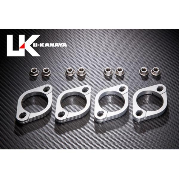 ユーカナヤ 高精度アルミ削り出しビレットエキゾーストフランジ カラー シルバー U-KANAYA