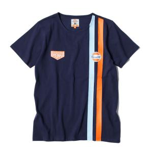 ガルフ Tシャツ ストライプ Tシャツ 車 ウェア GULF｜motorimoda