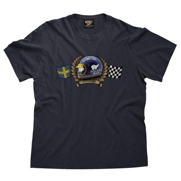 Tシャツ レトロフォーミュラー1 Ronnie Peterson helmet Mens T-shi...