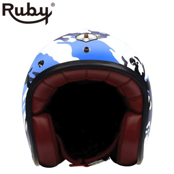 ジェット ルビー カモフラージュ ブルー（パヴィヨン） バイク ヘルメット Ruby