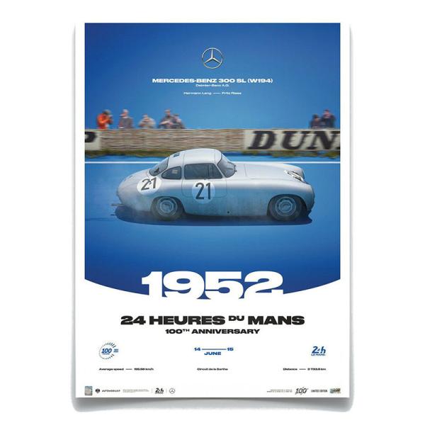 ポスター MERCEDES-BENZ 300 SL 1952 ル・マン24時間レース 100周年記念...