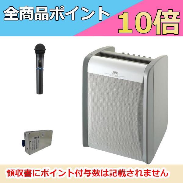 JVC CDプレーヤー内蔵アンプ マイクセット ポータブルワイヤレスアンプ PE-W50CDB + ...