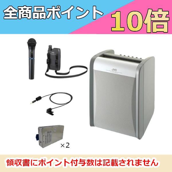 CDプレーヤー搭載 ポータブルワイヤレスアンプ＋ハンド型/ペンダント型ワイヤレスマイク増設セット+タ...