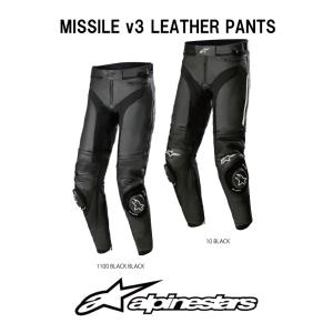 【Ninja555】Alpinestars Missile V3 パンツ Missile V3 Leather Pants - BLACK RACING/SPORT Pants