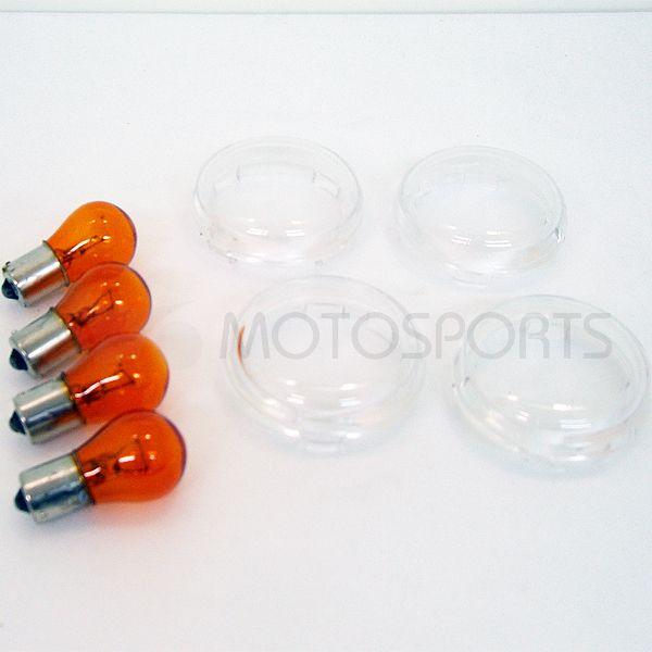 MOTOSPORTS ハーレー用 ターンシグナル レンズキット ブレットタイプ クリアレンズ （バル...
