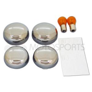 MOTOSPORTS ハーレー用 NEWタイプ ウインカーレンズ＆カバーキット ミラースモーク オレンジバルブ 1319-A714