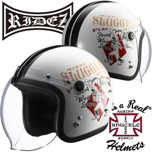 RIDEZ KNUCKLE HEAD シールド付き ジェットヘルメット PLAY BONEZ 2（ホワイト/ブラック） ライズ ナックルヘッド RJ605｜motostyle
