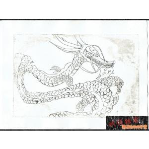 版画 水呑み龍 額縁付き | ご当地妖怪雑貨屋鶴屋もののけ堂 オリジナル | 銅版画 龍 妖怪