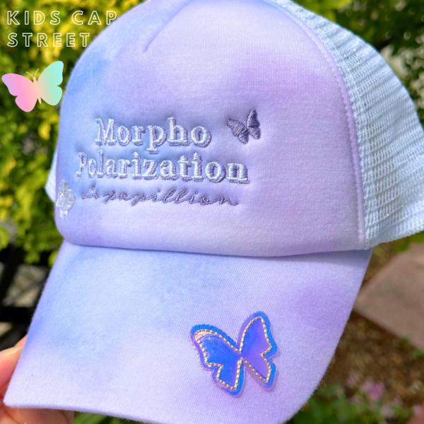 帽子 小学生 女の子 キャップ サイズ 54cm かわいい チャーム付き キラキラ バタフライ ロゴ...