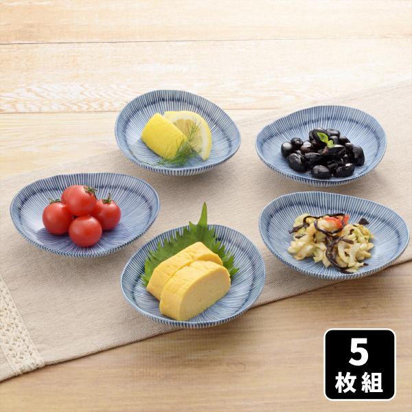 美濃焼 細十草 楕円 深小皿 5枚組 小皿 醤油皿 珍味皿 取皿 取小皿 取り皿 小鉢 楕円皿 豆皿...