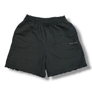BALENCIAGA バレンシアガ ダメージ加工 スウェットハーフパンツ ショートパンツ 676137 ブラック XS 13820M