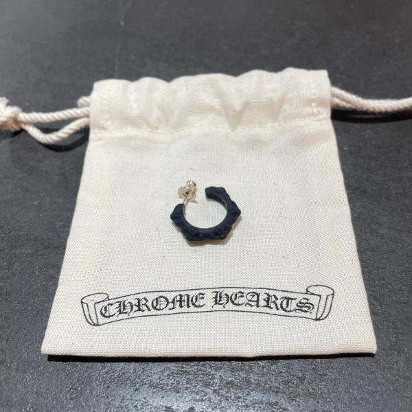 CHROME HEARTS クロムハーツ ラバー CHクロス フープピアス　  ブラック F 153...