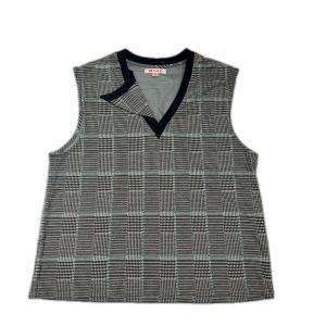 MASU エムエーエスユー 25SS MINI LAPEL SLEEVELESS TOP ハウンドトゥースチェック ベスト M25K6CS007 ブラック 48 21114M