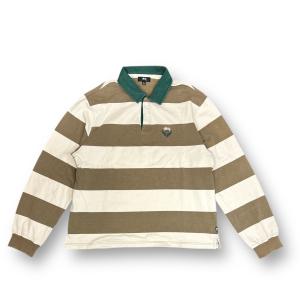 STUSSY ステューシー Big Stripe Rugby ビッグストライプラガーシャツ ポロシャツ 1140279 ブラウン×ベージュ XL 78582A
