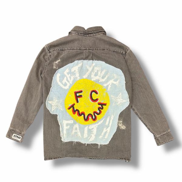 FAITH CONNEXION ペイントジップアップデニムジャケット Gジャン クラッシュ加工 フェ...