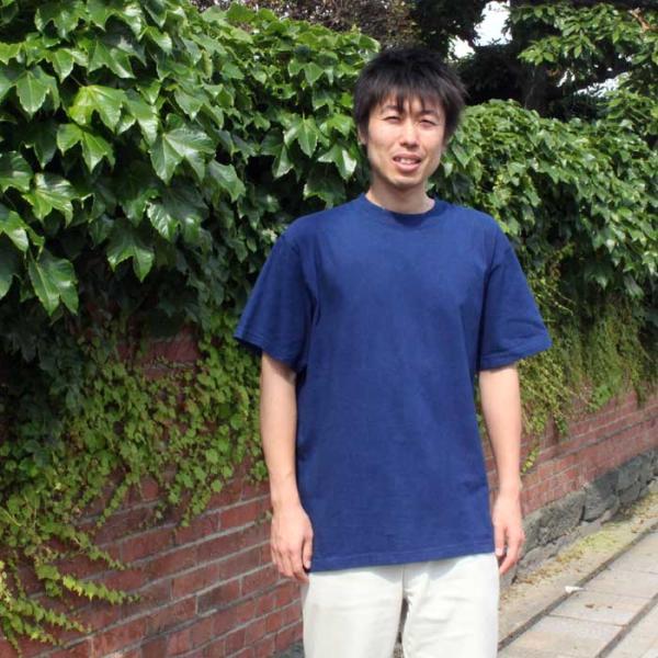 藍染Ｔシャツ／メンズ　9回染め　紺色（こんいろ）　（メーカー名：長尾織布）
