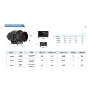 「強風」大風量QF-200Mインラインダクト換...の詳細画像2