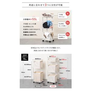 ランドリーバスケット 3段 キャスター付き ス...の詳細画像4