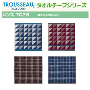 タオルチーフ タオルハンカチ 幾何学模様 チェック デイリーユース ＜TROUSSEAU TROUSSEAU トルーソー メンズ TC23＞｜mou