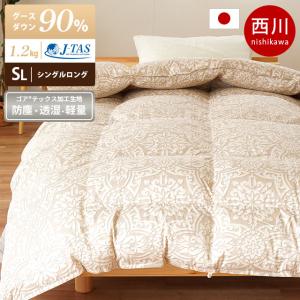 国産高級羽毛布団　シングルサイズ（無地）ダウン90% 西川（nishikawa） 羽毛布団 シングル 日本製 洗える 大増量1.3kg