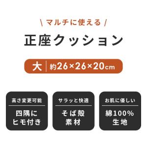 正座クッション 座布団 26×26cm そば殻...の詳細画像1