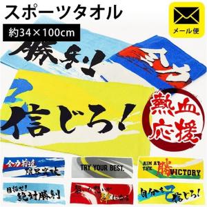 熱血 応援 スポーツタオル 34×100cm メッセージ入り ロング フェイスタオル 圧縮メール便｜moufukan