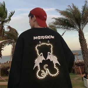 パーカー メンズ レディース 40代 丸首 スウェット 可愛い 熊 黒 おしゃれ 長袖 大きいサイズ プルオーバーパーカー 韓国風 トップス