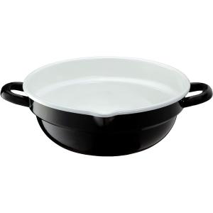 高木金属天ぷら鍋 ホーロー IH対応 24cm ブラック ホワイト HT-24BW