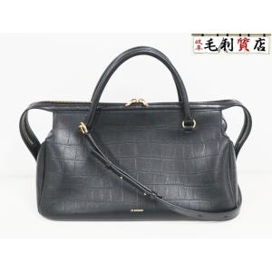 JIL SANDER ジルサンダー エレファント ＭＤ J07WD0048 ショルダーバッグ 型押しクロコ レザー ブラック 極上美品 バッグ