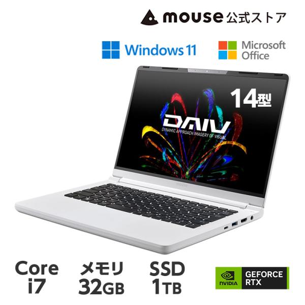 ノートパソコン DAIV R4-I7G50WT-B（32GB メモリ搭載）クリエイターPC 14イン...