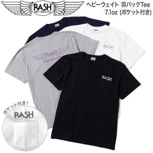 Tシャツ ラッシュ 2024 RASH ヘビーウェイト 羽バックTEE 7.1oz ピンライン羽マーク メール便配送｜MOVEセレクト