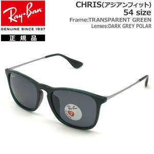 レイバン サングラス 偏光レンズ クリス RayBan CHRIS 666381(54サイズ) TRANSPARENT GREEN / DARK GREY POLAR アジアンフィット｜move-select