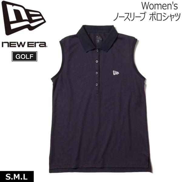 ニューエラ レディース ゴルフ ウェア シャツ NEW ERA ノースリーブ ポロシャツ ネイビー ...