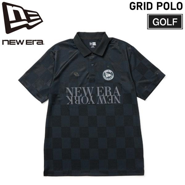 ニューエラ ゴルフ シャツ NEW ERA GRID 半袖 ポロシャツ ブラック GOLF ポリエス...