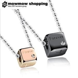 ペアネックレス メンズ レディース ネックレス キューブ チタン ペアアクセサリー ペアルック ta-necm0015