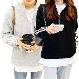 レディース 長袖 ハーフジップ ポロシャツ トレーナー