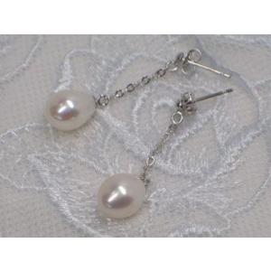淡水パール ドロップピアス 7.0mm y-i-302