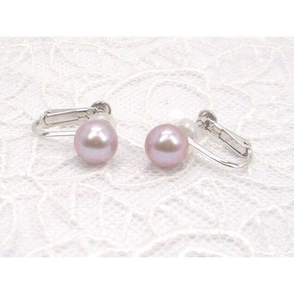 あこやに匹敵上質淡水、ＳＶ淡水真珠イヤリングラベンダーカラー7.0mm(ラウンド)　y-i-337