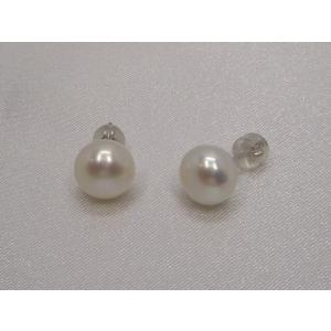 真珠　パール　ピアス　WG大粒淡水真珠ピアス y-i-353