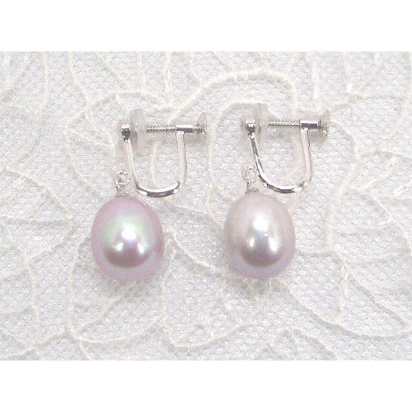 つゆ型のぷっくり感が可愛い、ＳＶ大粒淡水真珠イヤリングブラ(ラベンダーカラーorホワイト)