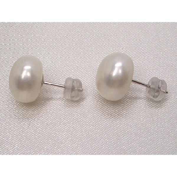 大粒 淡水真珠 ピアス ホワイトゴールド＜大人気のぷっくりピアス＞y-i-380p