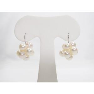 アコヤ真珠デザインピアス K10WG 6.5mm ピンクホワイト