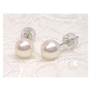 K14WGアコヤ真珠花珠落ちピアス7.0mm
