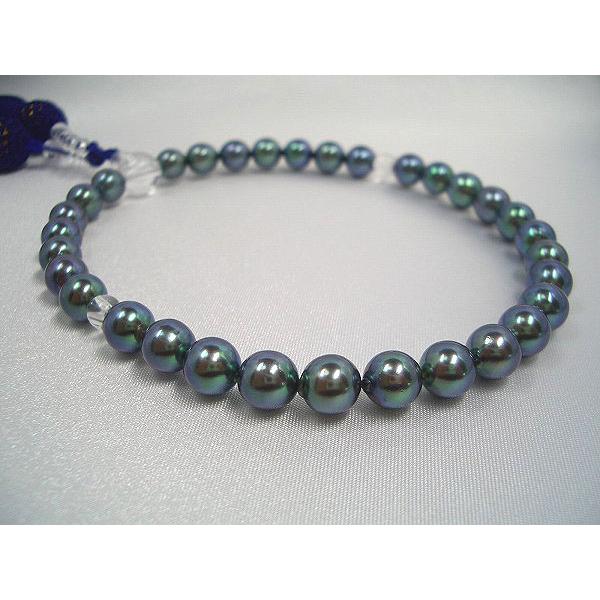 数珠　真珠　黒真珠念珠（西陣織ケース付き）