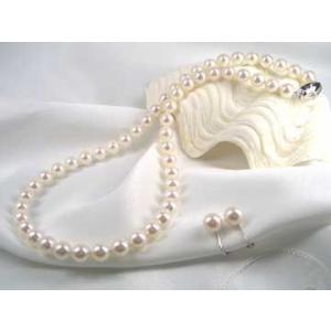 あこや真珠ネックレスセット （Ａ）イヤリング（Ｂ）ピアス　　(アコヤ)パール